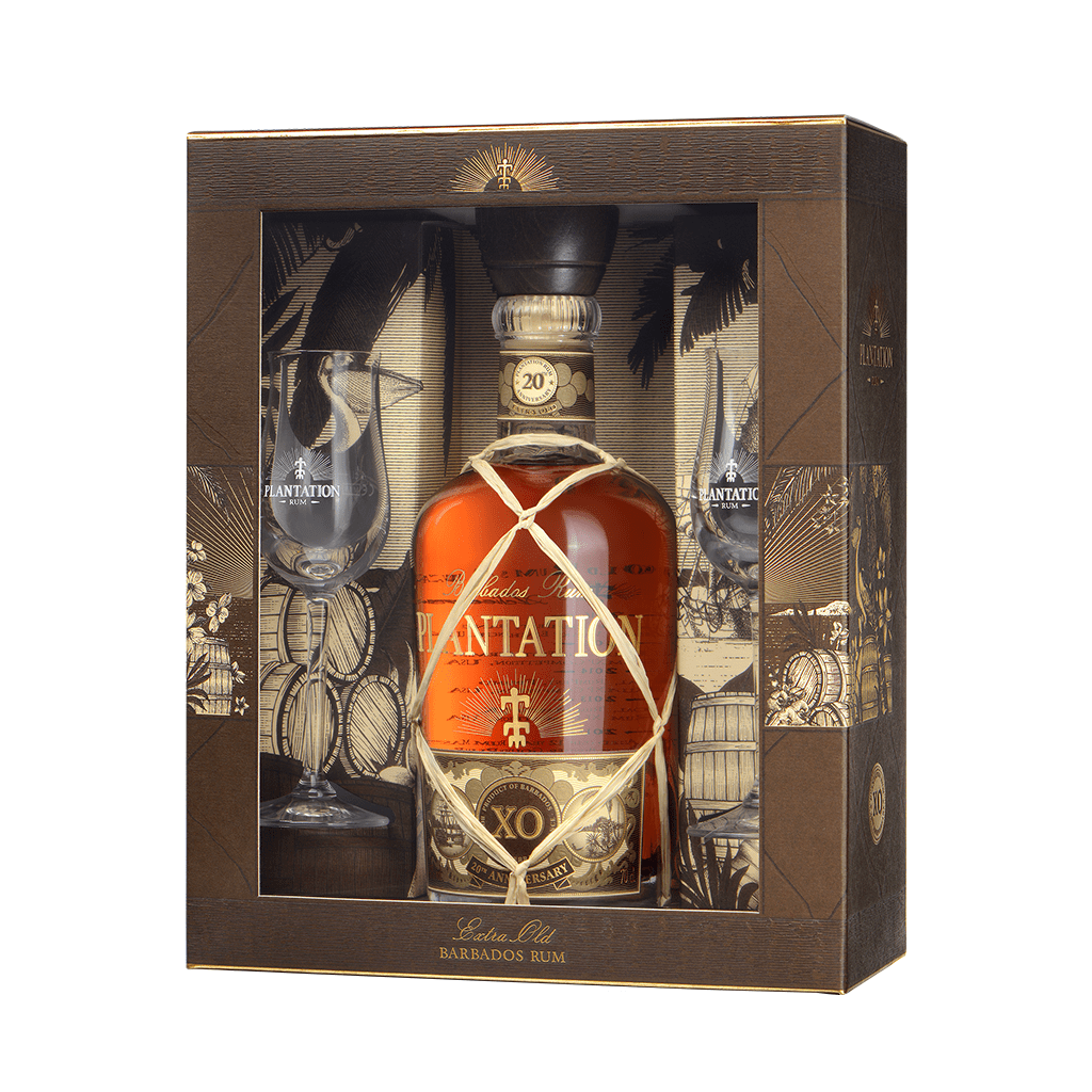 Rum Plantation Barbados 20 Anniversario XO Gift Box con Bicchieri 0,70 lt.